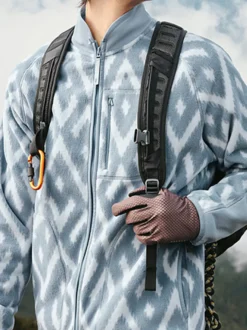 Veste Polaire Col Montant Homme Manteau Chaud D'hiver Imprimé Losanges