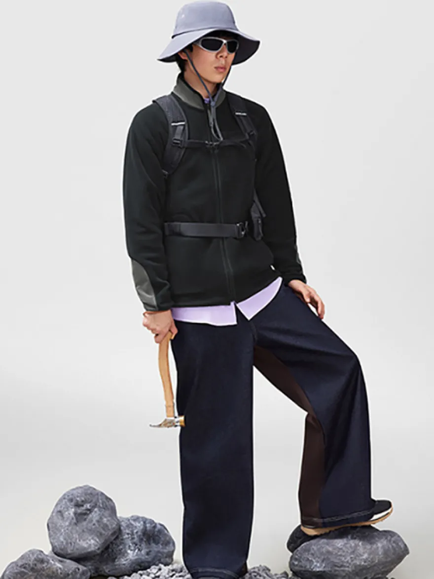 Veste Polaire Col Montant Homme Manteau Chaud D'hiver Imprimé Losanges
