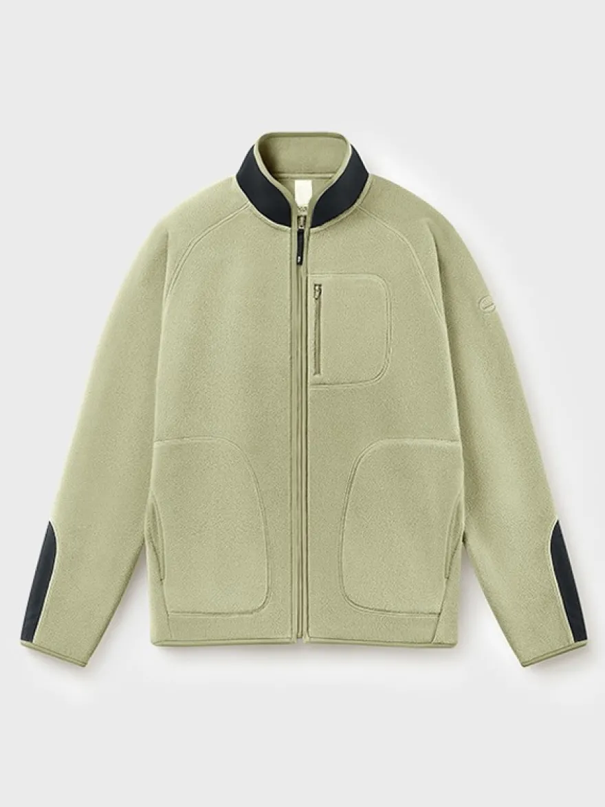 Veste Polaire Col Montant Homme Manteau Chaud D'hiver Imprimé Losanges