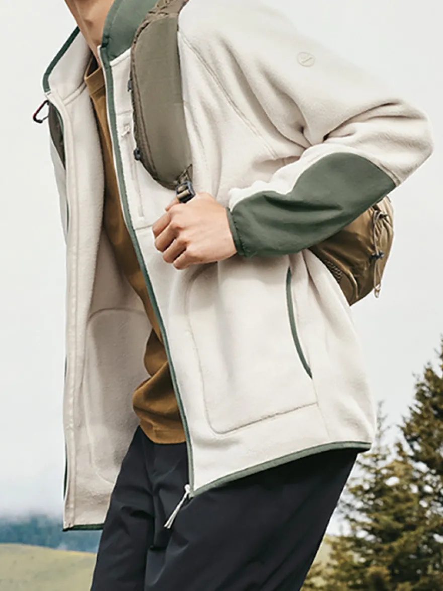 Veste Polaire Col Montant Homme Manteau Chaud D'hiver Imprimé Losanges