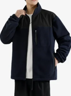 Veste Polaire Homme Manteau À Manches Longues Bicolore Poche Chaud Hiver