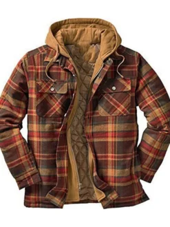 Veste Pour Homme Plaid Coton Fibres Moderne