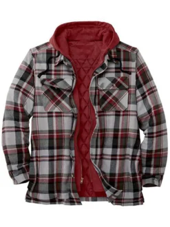 Veste Pour Homme Plaid Coton Fibres Moderne