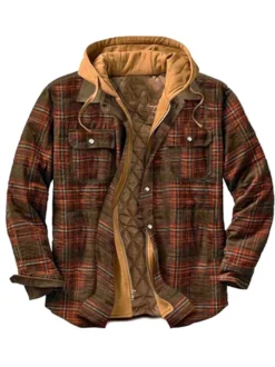 Veste Pour Homme Plaid Coton Fibres Moderne