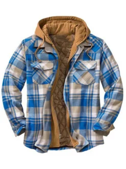 Veste Pour Homme Plaid Coton Fibres Moderne