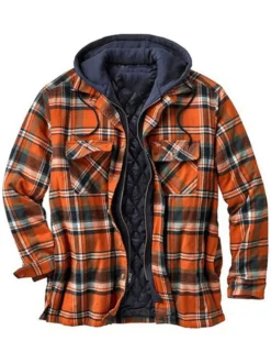 Veste Pour Homme Plaid Coton Fibres Moderne