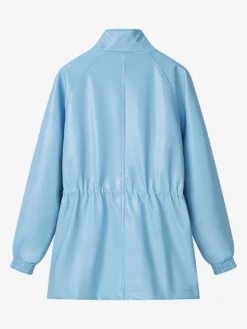 Veste safari en similicuir pour femme - Manteau mi-long à taille élastiquée col montant et poches cargo - Style streetwear chic printemps 2026