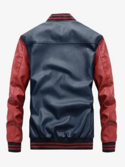 Vestes en cuir pour hommes Vestes aviateur à manches longues et à blocs de couleurs