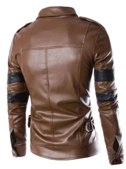 Vestes en similicuir pour hommes coupe-vent à col montant veste de motard vêtements d'extérieur
