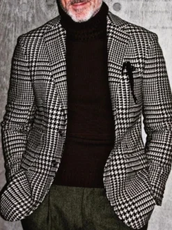 Vestes Et Manteaux Hommes Casuel Plaid Noir Chic Simple Costume Blazer