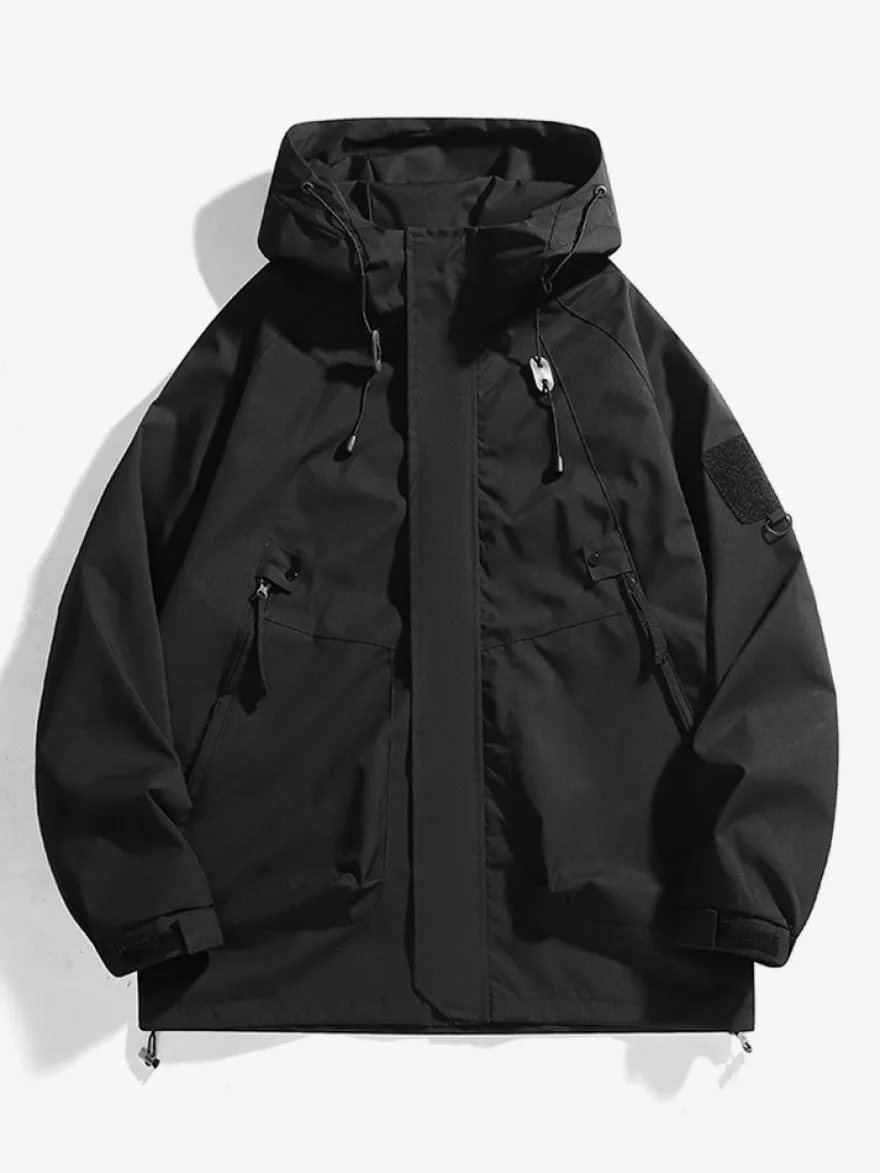 Vestes Manteaux Veste Hommes Vestes Chic Noir À Capuche Imperméable