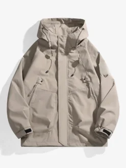 Vestes Manteaux Veste Hommes Vestes Chic Noir À Capuche Imperméable