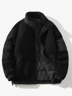 Vestes Matelassées Pour Hommes Manteaux Chic Marron Café Cool Poches Décontracté