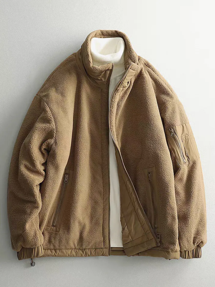 Vestes Matelassées Pour Hommes Manteaux Chic Marron Café Cool Poches Décontracté