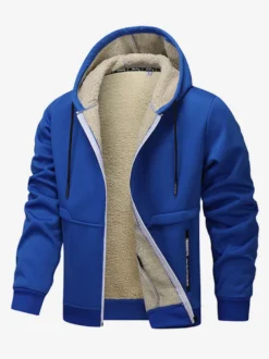 Vestes polaires à capuche pour hommes manches longues fermeture éclair manteaux d'hiver