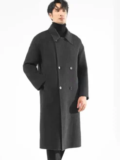 Vestes Pour Hommes Manteaux Col Rabattu À Revers Chic Gris Foncé Chesterfield