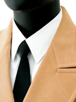 Vestes Pour Hommes Manteaux Double Boutonnage Col Rabattu Chic Noir Poches