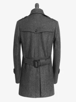 Vestes Pour Hommes Manteaux Double Boutonnage Col Rabattu Confortable Gris Chic