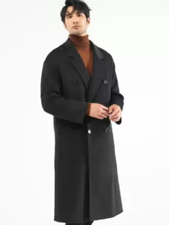 Vestes Pour Hommes Manteaux Hiver Col Rabattu À Revers Noir Chesterfield