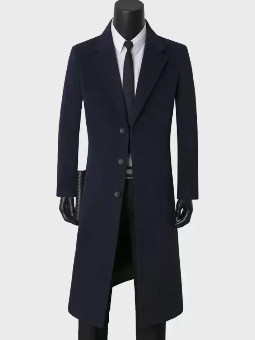 Vestes Pour Hommes Manteaux Long Col Rabattu Chic Cintré
