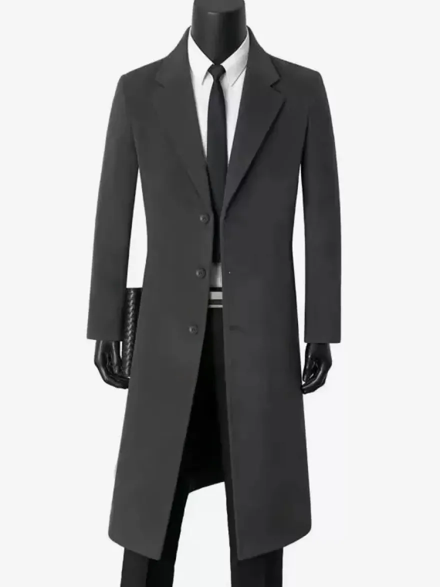 Vestes Pour Hommes Manteaux Long Col Rabattu Chic Cintré