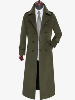 Vestes Pour Hommes Manteaux Long Croisé Col Rabattu Décontracté Camel Élégant
