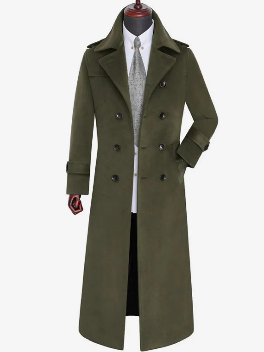 Vestes Pour Hommes Manteaux Long Croisé Col Rabattu Décontracté Camel Élégant