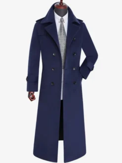 Vestes Pour Hommes Manteaux Long Croisé Col Rabattu Décontracté Camel Élégant