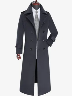 Vestes Pour Hommes Manteaux Long Croisé Col Rabattu Décontracté Camel Élégant