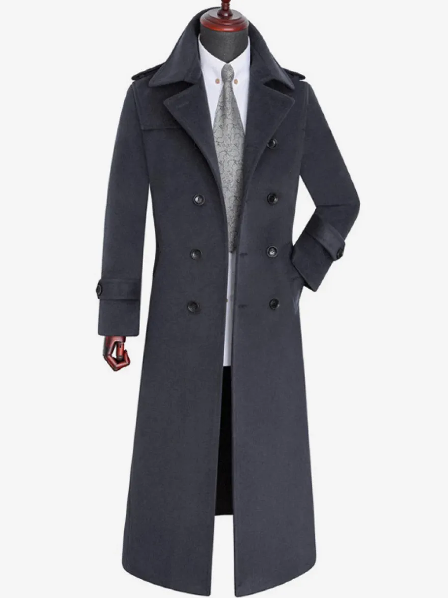 Vestes Pour Hommes Manteaux Long Croisé Col Rabattu Décontracté Camel Élégant