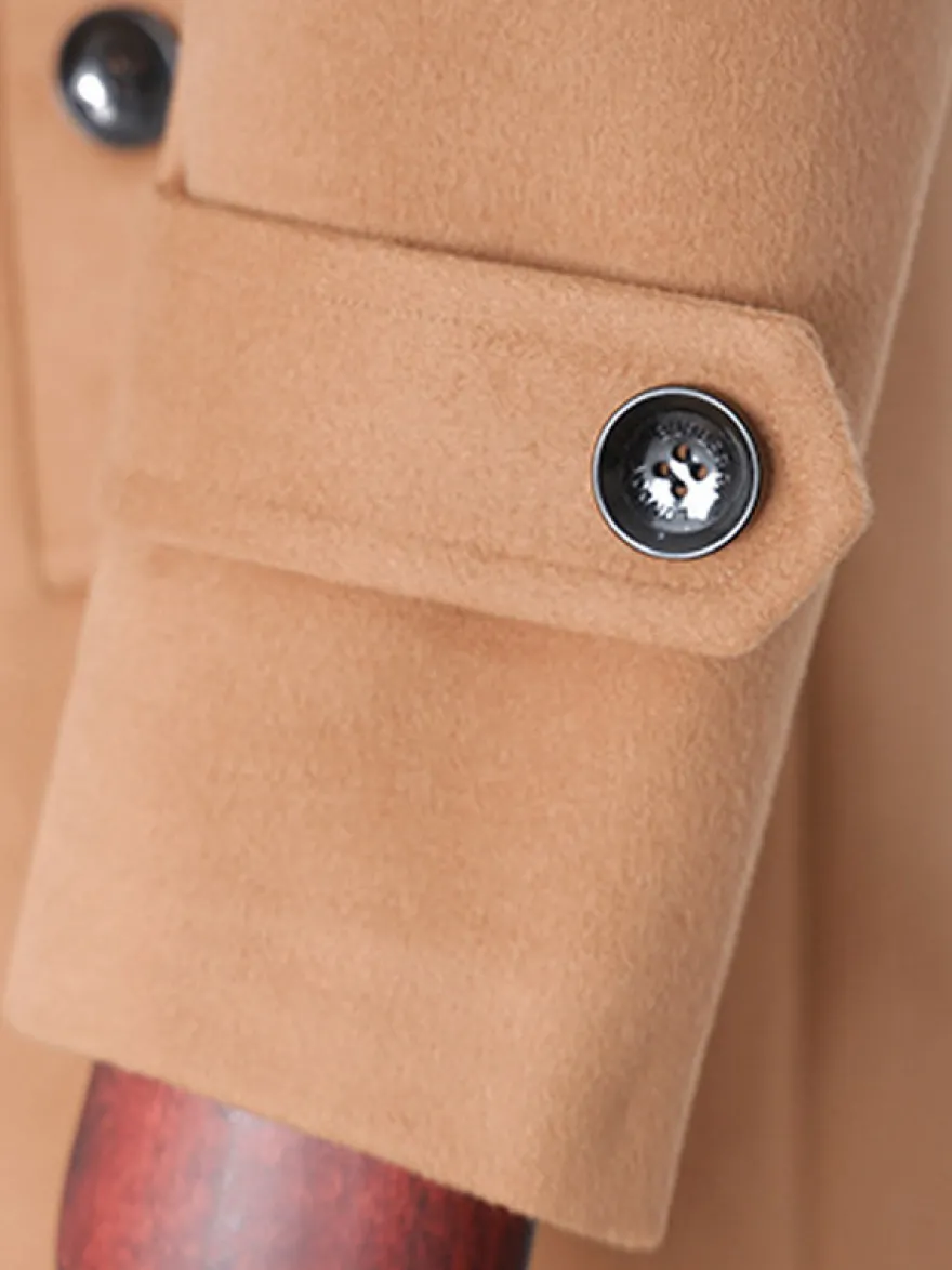 Vestes Pour Hommes Manteaux Long Croisé Col Rabattu Décontracté Camel Élégant
