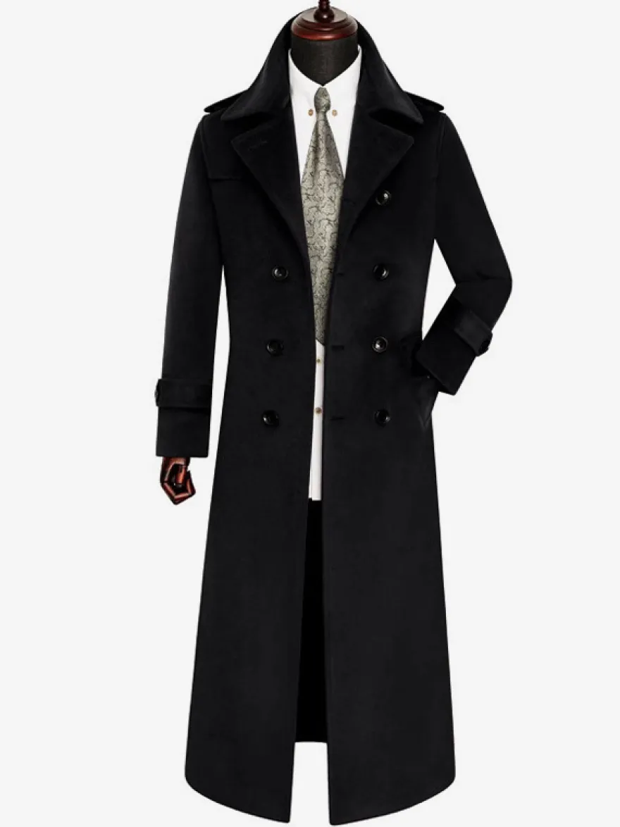 Vestes Pour Hommes Manteaux Long Croisé Col Rabattu Décontracté Camel Élégant