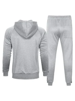 Vêtements D'actif Hommes 2 Pièces À Manches Longues À Capuche Gris Noir