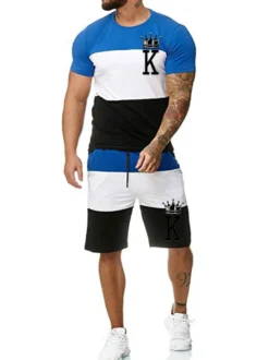 Vêtements d'actif pour hommes Bloc de couleur 2 pièces manches courtes Bijou col jaune