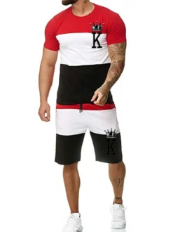 Vêtements d'actif pour hommes Bloc de couleur 2 pièces manches courtes Bijou col jaune