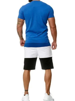 Vêtements d'actif pour hommes Bloc de couleur 2 pièces manches courtes Bijou col jaune