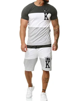 Vêtements d'actif pour hommes Bloc de couleur 2 pièces manches courtes Bijou col jaune
