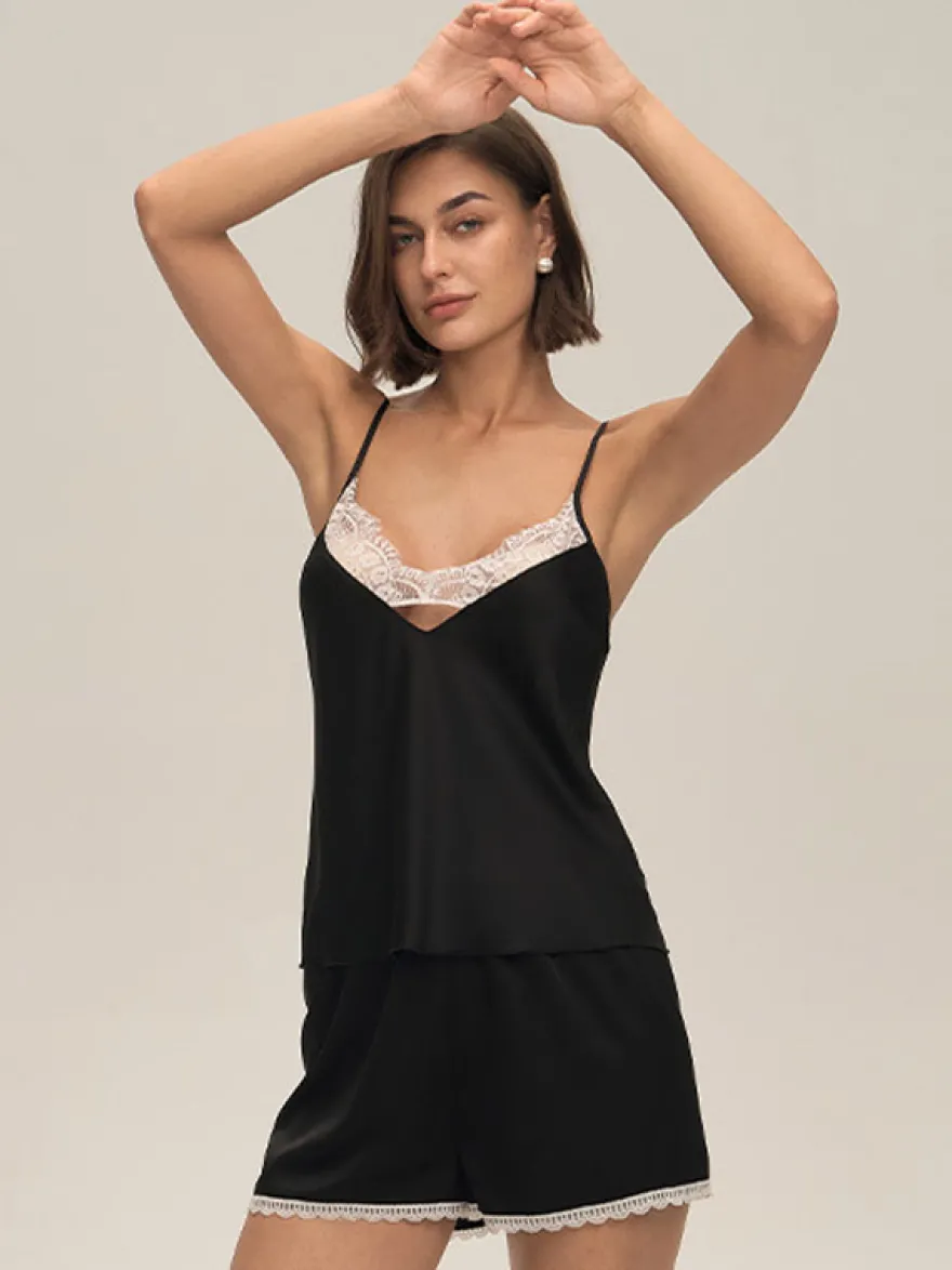 Vêtements d'intérieur à bretelles col sans manches tenue en mousseline
