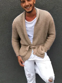 Vêtements pour hommes Cardigan pour hommes Pulls pour hommes Cardigans pour hommes Chic Manches longues Vert Noir Élégant