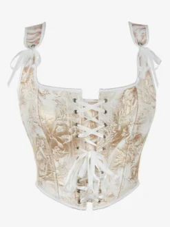 Vêtements vintage Corset vintage Vêtements vintage pour femmes Corset à lacets dorés Imprimé pour adultes Chic pour femmes